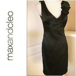 Max&Cleo Sheath Black SATIN SHEATH BRIDEMAIDS DRESS SIZE 4 WOMENS Size 4